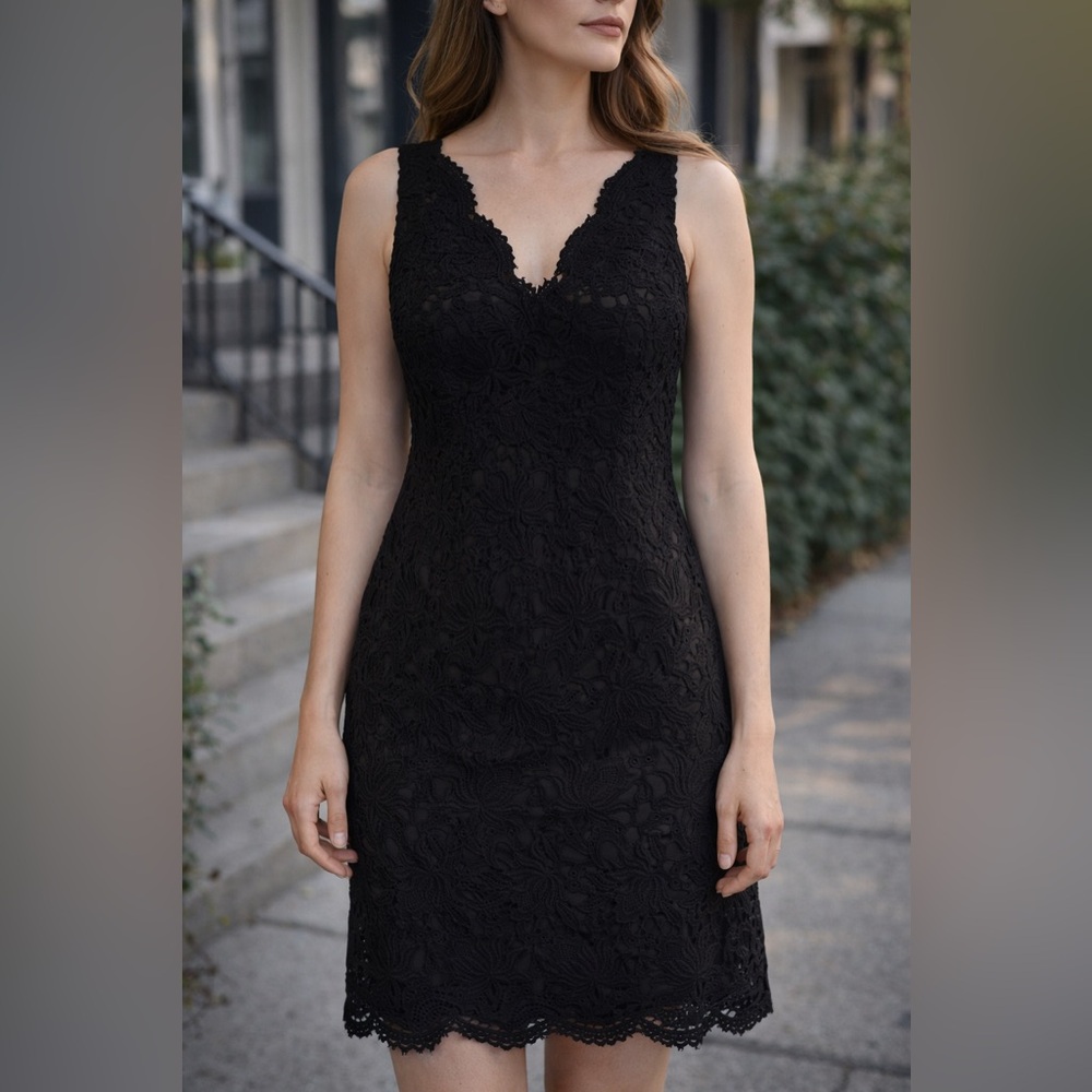 NWT - Ann Taylor Elegant Black Lace Dress, Size 8